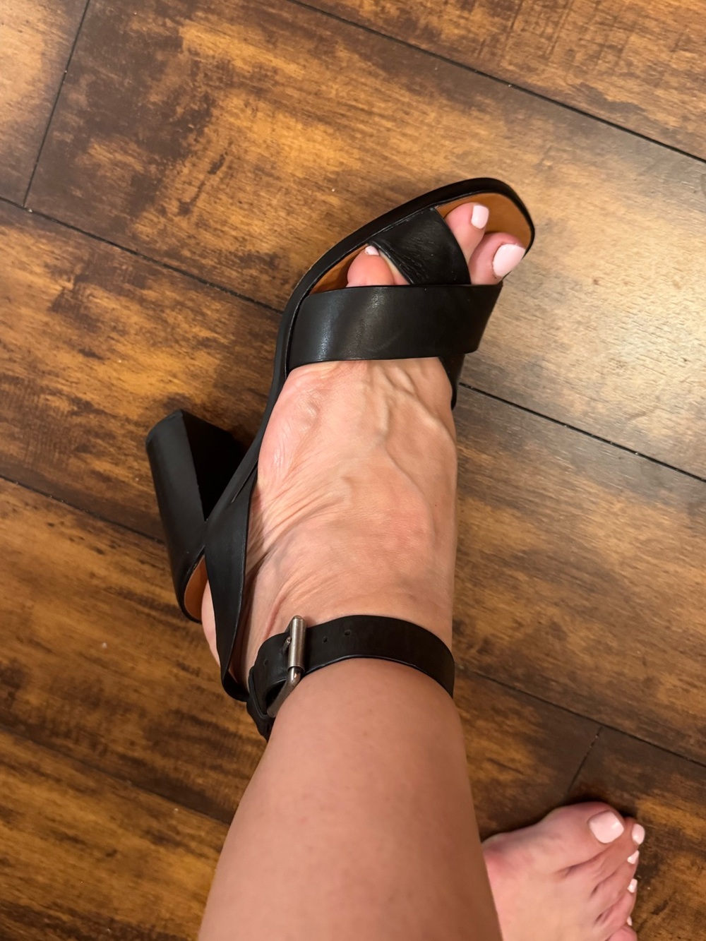 Dolce Vita Black Leather Crisscross Ankle-Strap Heels